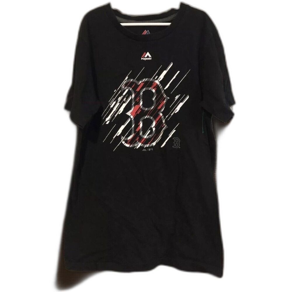 Boston Red Sox Majestic Triple Peak Shirt Black Mens Small S MLB Graphic Tee